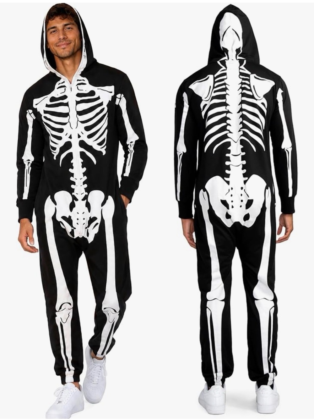 Tipsy Elves Skeleton Costume Hooded One-Piece Size M Unisex NWT